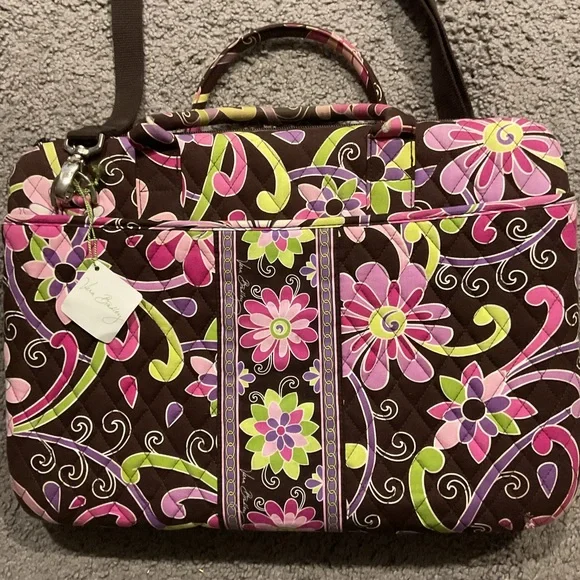 NWT Vera Bradley Vintage Laptop Portfolio Purple Punch Floral Bag Crossbody Y2K - Picture 5 of 9